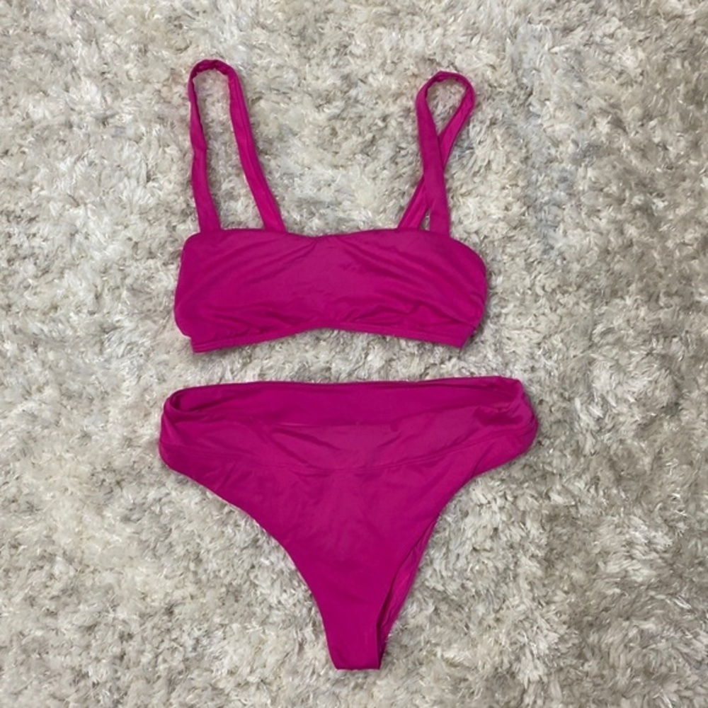 Fuchsia 2-Piece Bikini Set | Large | Unpadded Top | Inserts | Women's Swimsuit